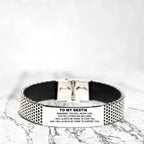 Bestie Gifts, To My Bestie Remember, you will never lose. You will either WIN or LEARN, Keepsake Stainless Steel Bracelet For Bestie Engraved, Birthday Christmas Gifts Ideas For Bestie X-mas Gifts