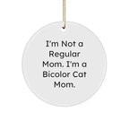 Bicolor Cat Mom Christmas Circle Ornament Gifts from Friends to Family
