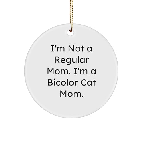 Bicolor Cat Mom Christmas Circle Ornament Gifts from Friends to Family