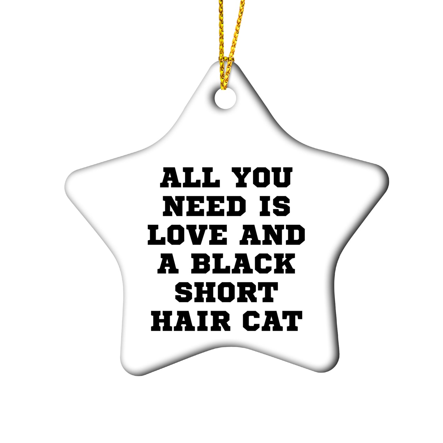 Black Short Hair Cat Star Ornament, All You Need Is Love And A Black Short Hair Cat Gifts for Christmas, Gifts from Friends
