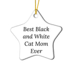Black and White Cat Mom Gifts from Friends for Christmas Unique Star Ornament