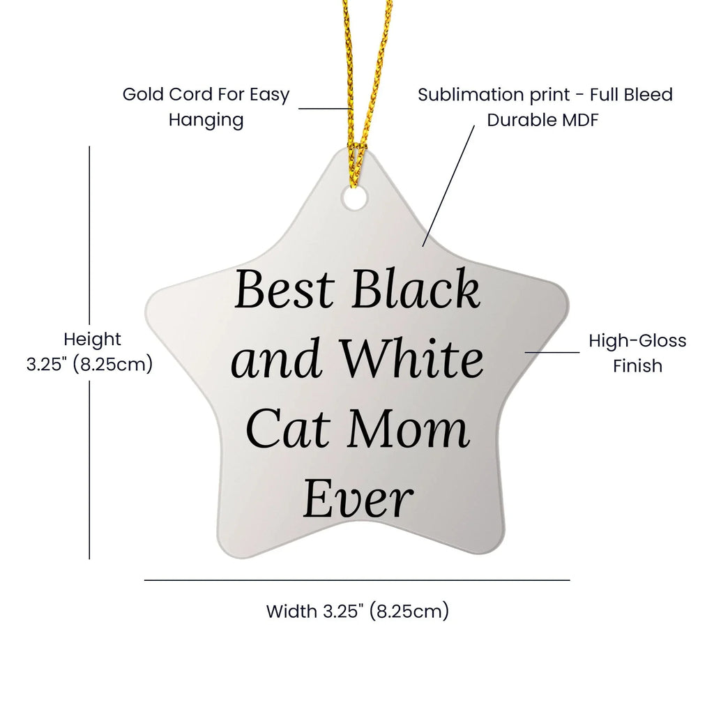 Black and White Cat Mom Gifts from Friends for Christmas Unique Star Ornament