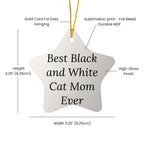 Black and White Cat Mom Gifts from Friends for Christmas Unique Star Ornament