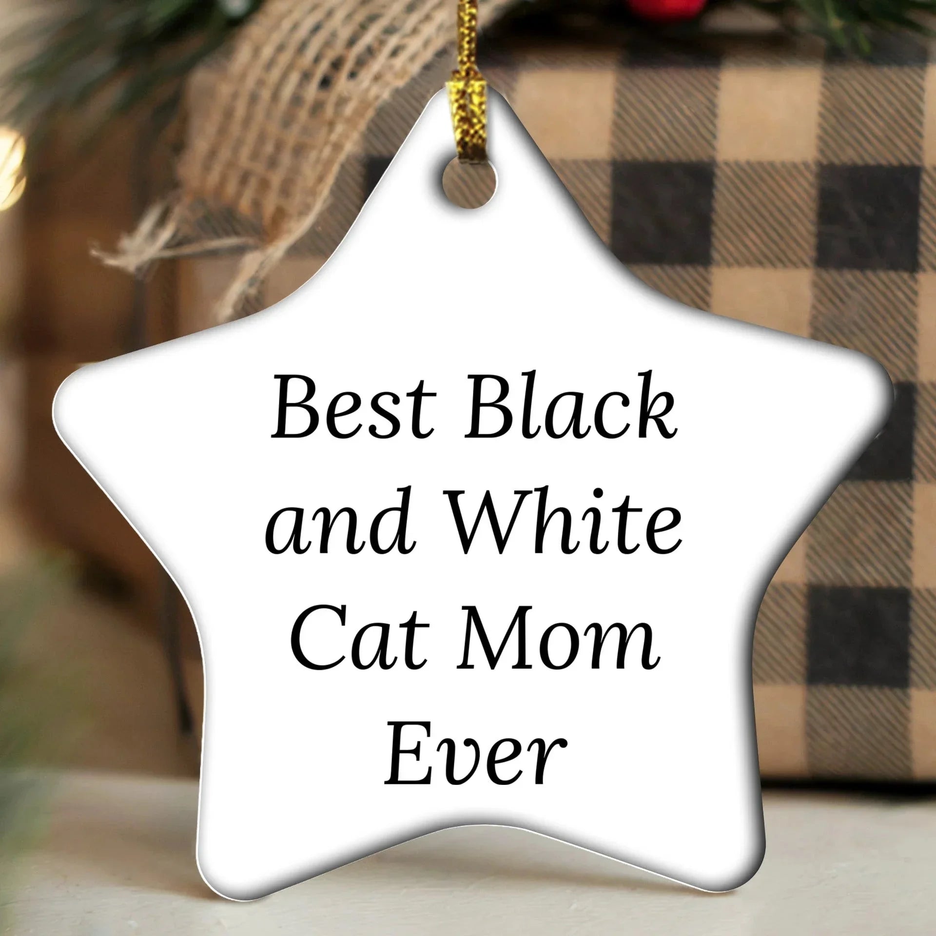 Black and White Cat Mom Gifts from Friends for Christmas Unique Star Ornament