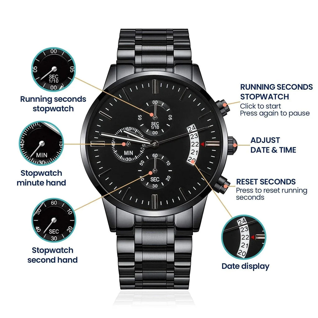 To My Dad Black Chronograph Watch – Hero Lion King Father Message Card Sentimental Father's Day Gift from Son or Daughter