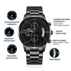 To My Dad Black Chronograph Watch – Hero Lion King Father Message Card Sentimental Father's Day Gift from Son or Daughter