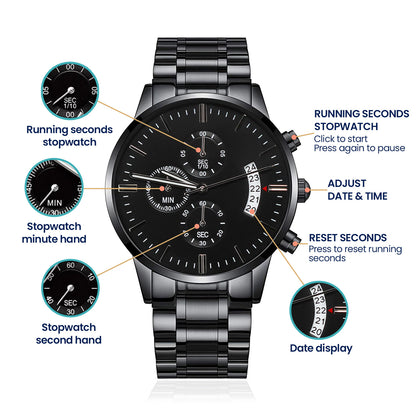 To My Dad Men's Black Chronograph Watch with Life Anchor Message Card – Father's Day Gift for Dad – Sentimental Gift from Son or Daughter – Water Resistant Luxury Timepiece - Mallard Moon Gift Shop