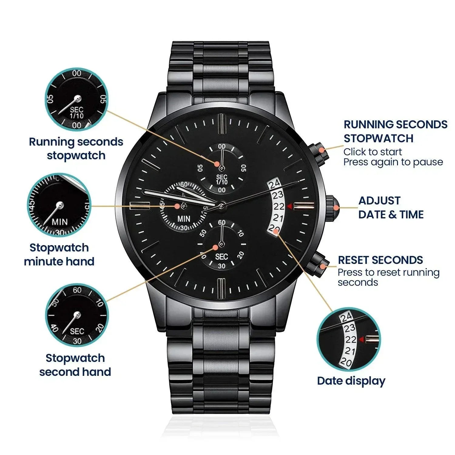 Groomsman Called To Duty Time to Suit Up Wedding Party Invite Black Chronograph Watch