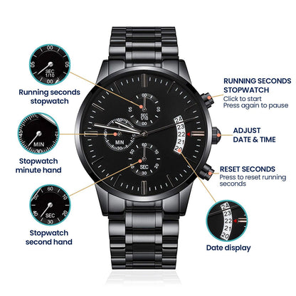 Apology Gift for Him-Sorry, Breaks My Heart-Black Chronograph Watch - Mallard Moon Gift Shop