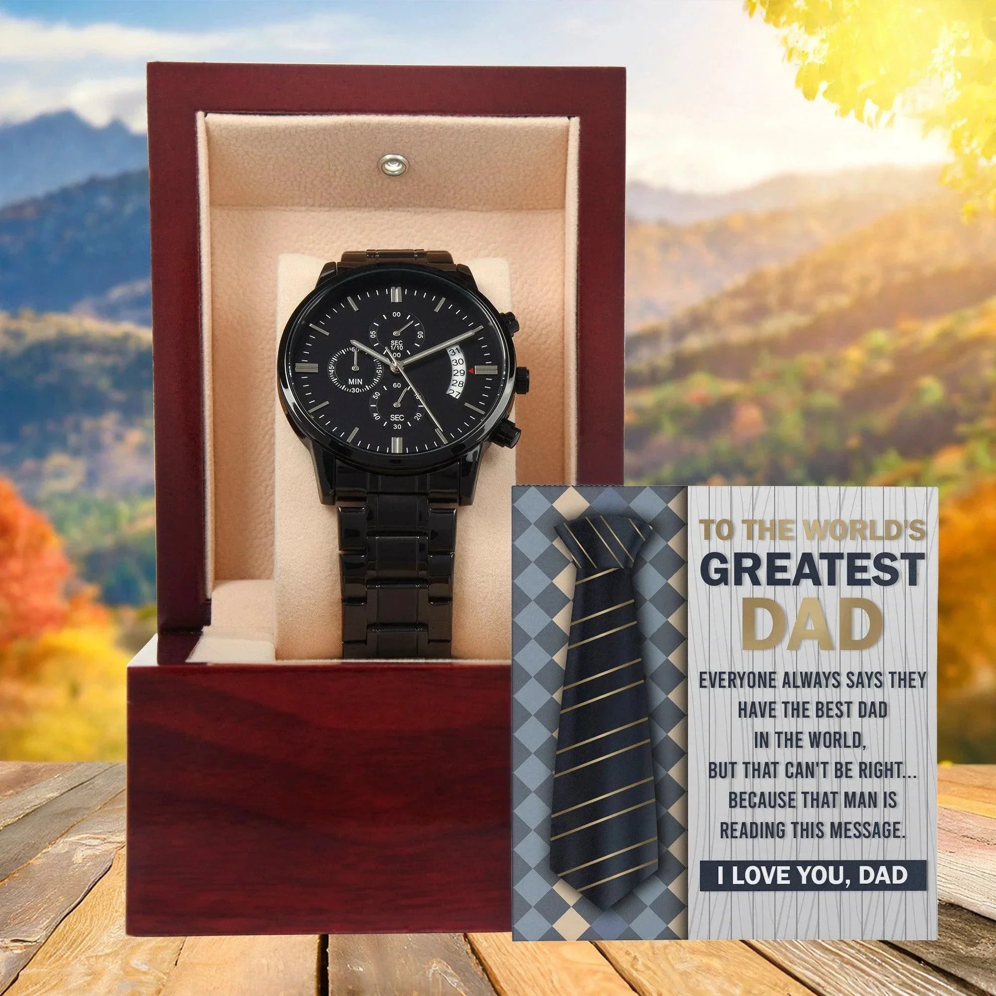 Dad Gift - To the World's Greatest Dad Black Chronograph Watch