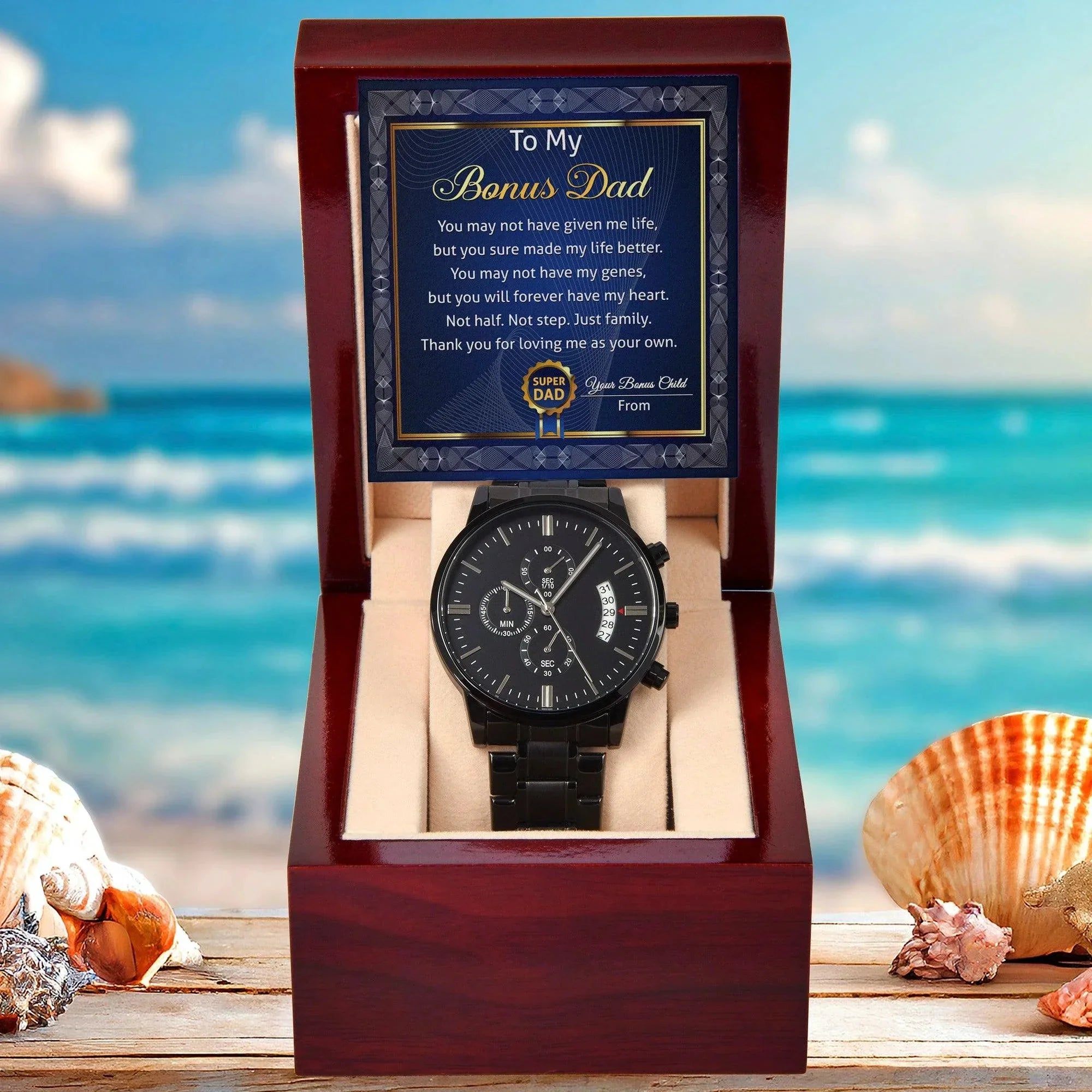 Bonus Dad Gift - You Have Made My Life Better - Black Chronograph Watch