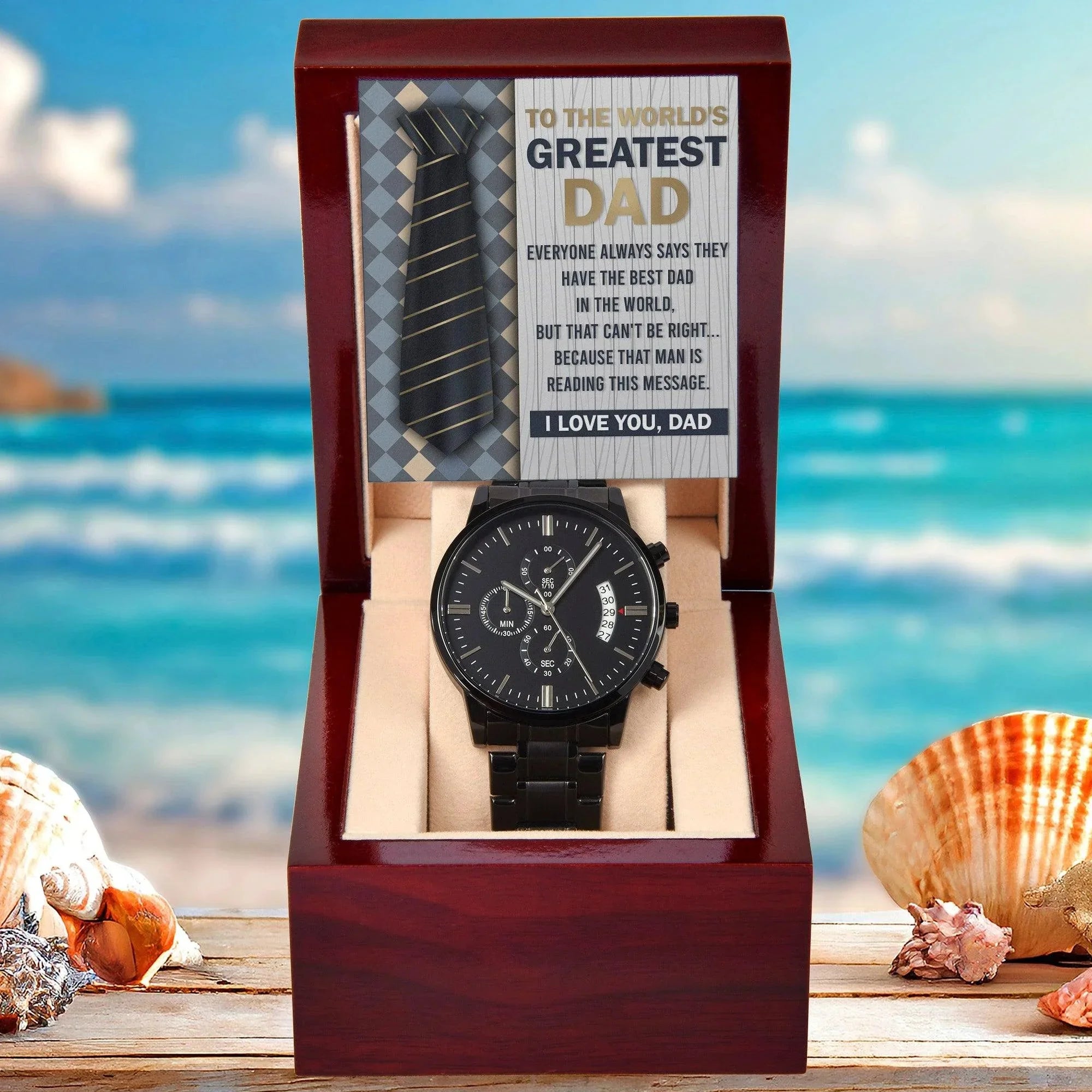 Dad Gift - To the World's Greatest Dad Black Chronograph Watch