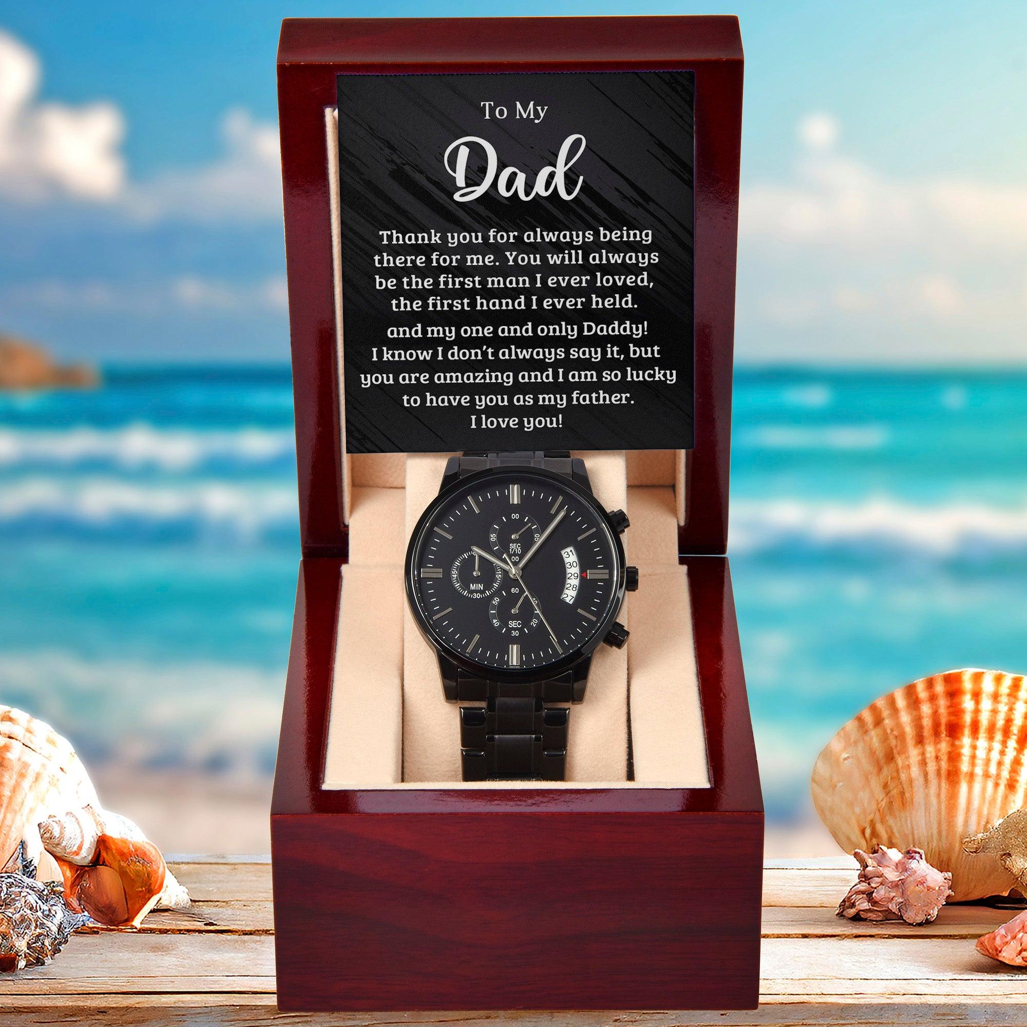 Dad - Your Hand was The First Hand I Held Black Chronograph Watch - Mallard Moon Gift Shop