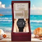 Husband Wedding Day Gift - Coupon Book - Black Chronograph Watch