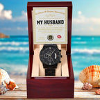 Husband Wedding Day Gift - Deepest Appreciation - Black Chronograph Watch
