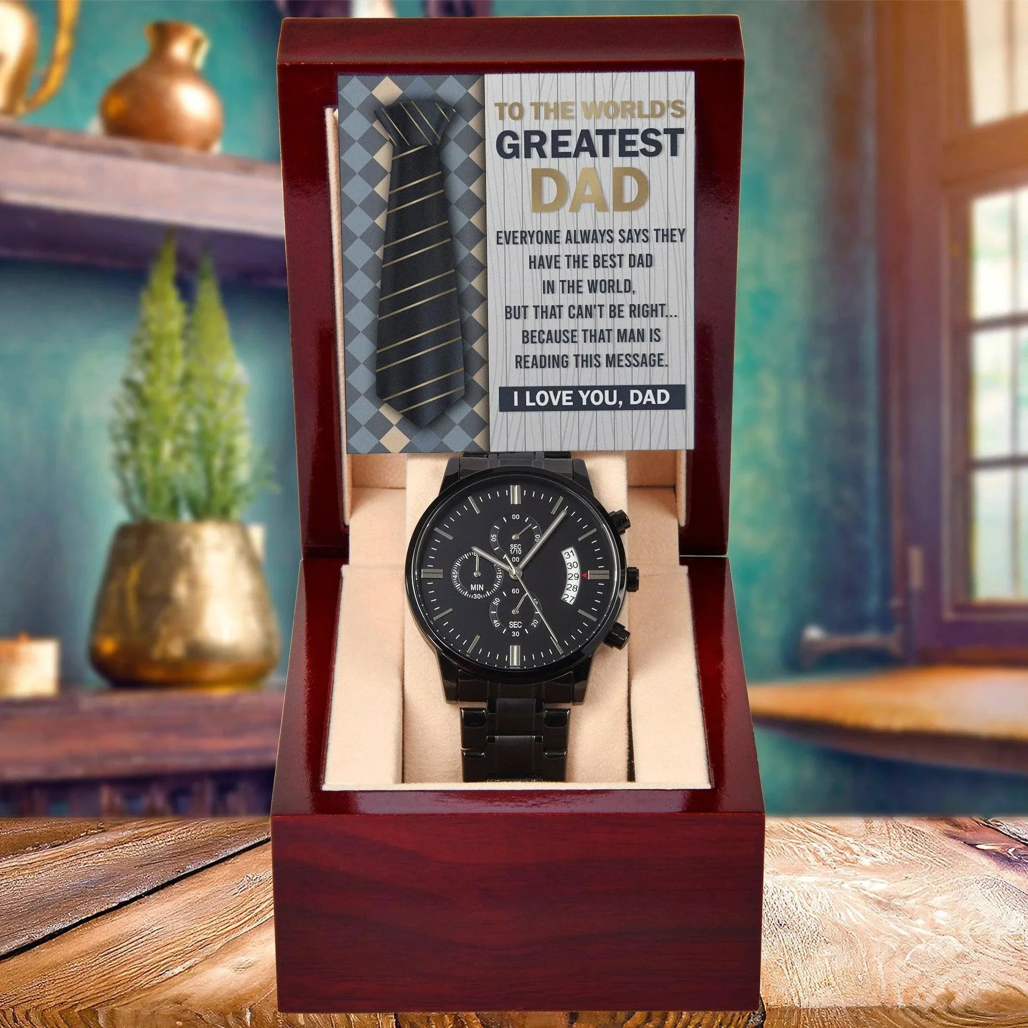 Dad Gift - To the World's Greatest Dad Black Chronograph Watch