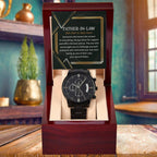 Gift for Father-in-Law - Definition: Someone Who Knows the Answer - Black Chronograph Watch