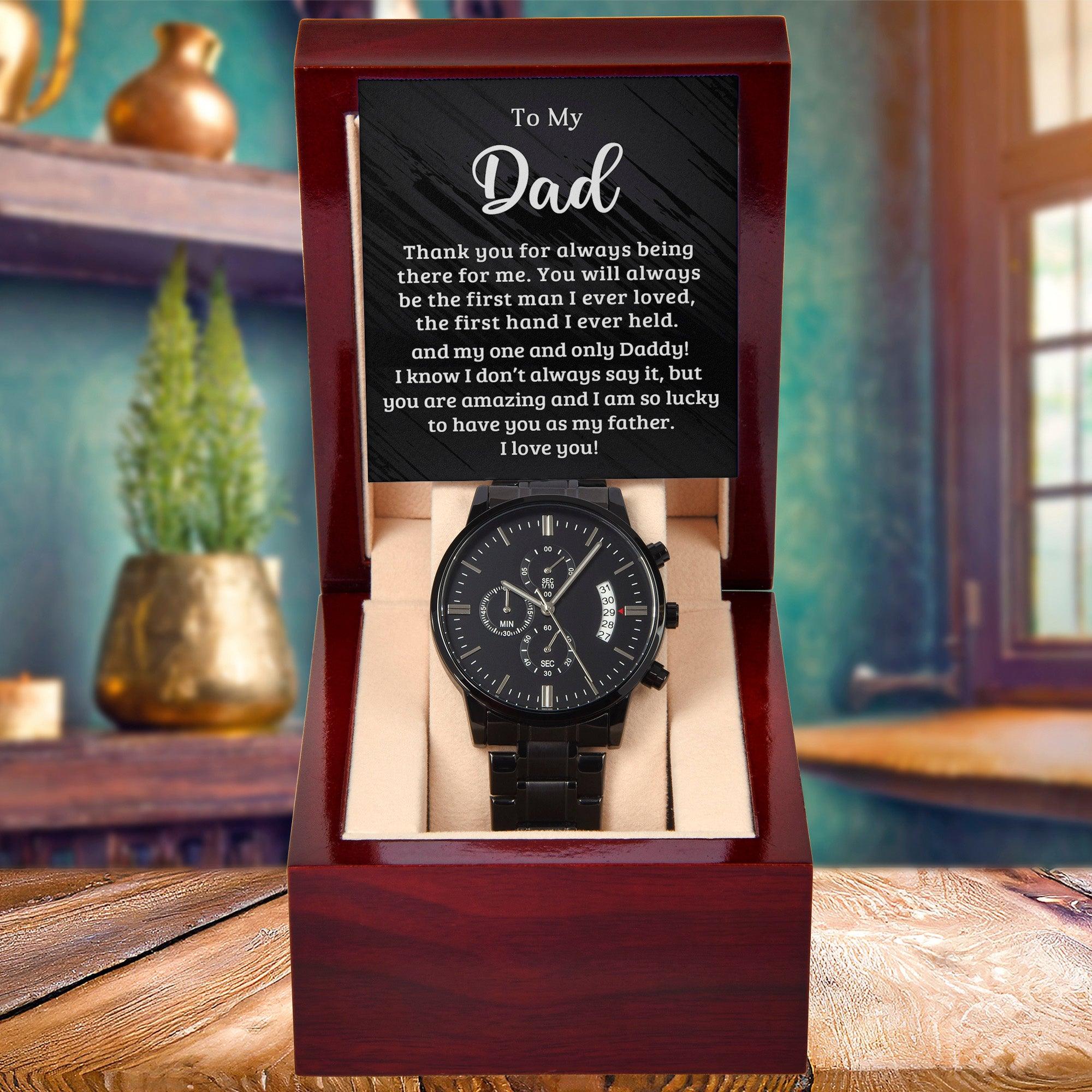 Dad - Your Hand was The First Hand I Held Black Chronograph Watch - Mallard Moon Gift Shop