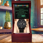 Groomsman Wedding Day Gift - Saving Search Data - Black Chronograph Watch