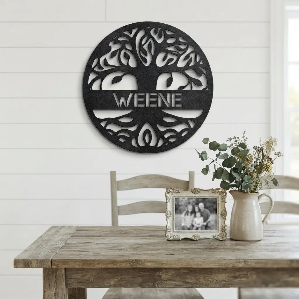 Personalized Tree of Life Metal Wall Art – Custom Family Name Sign – Tree of Life Metal Decor – Nature Inspired Family Wall Decor