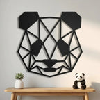 Geometric Panda Metal Wall Art – Modern Animal Steel Décor – Minimalist Panda Head Wall Hanging