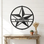 Custom Star Metal Wall Art – Personalized Rustic Farmhouse Sign – Ranch or Family Name