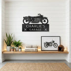 Personalized Motorcycle Garage Metal Sign – Custom Biker Wall Art – Garage Decor – Gift for Dad