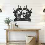 Big Deer Antler Personalized Name Metal Art Wall Sign