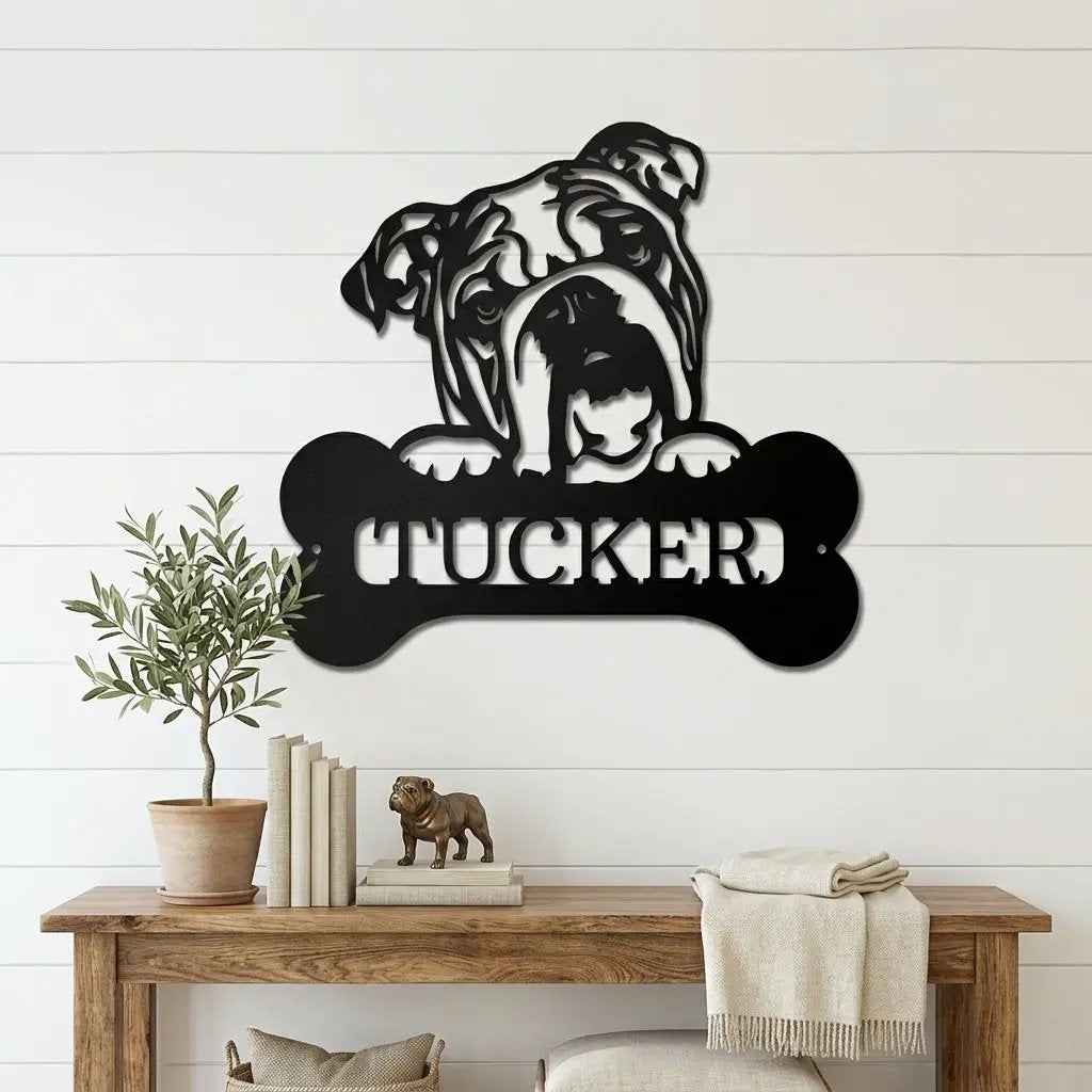 Bulldog Custom Name Metal Art Wall Sign