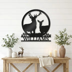 Personalized Mr & Mrs Deer Couple Metal Sign – Custom Last Name Stag & Doe Wall Art – Romantic Wedding or Anniversary Gift