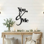 You and Me Metal Wall Art – Romantic Couple Sign – Wedding Gift, Anniversary Decor, Farmhouse Bedroom Wall Decor, Love Sign