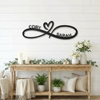 Personalized Infinity Name Metal Wall Art – Custom Couple Sign with Heart, Wedding Gift, Anniversary Decor, Romantic Home Decor