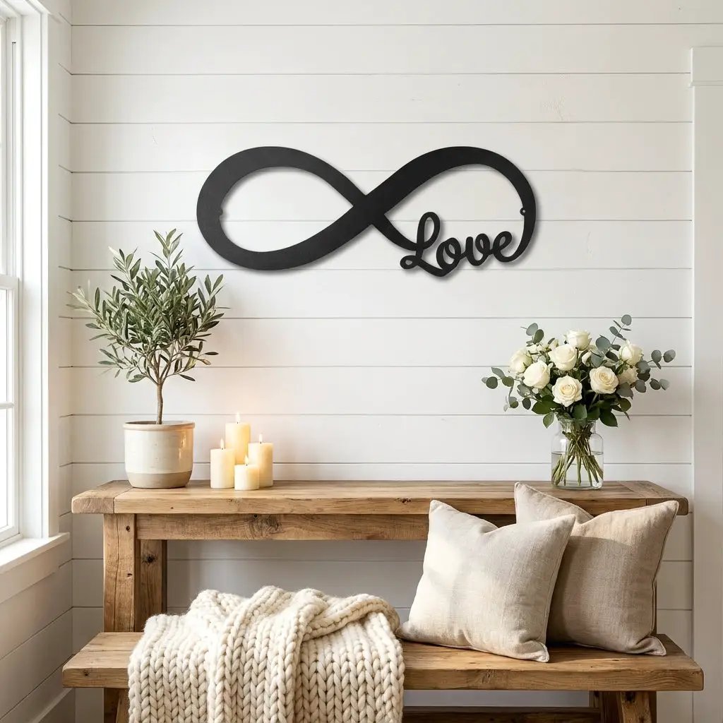 Infinity Love Metal Wall Art – Romantic Minimalist Decor – Wedding & Anniversary Gift