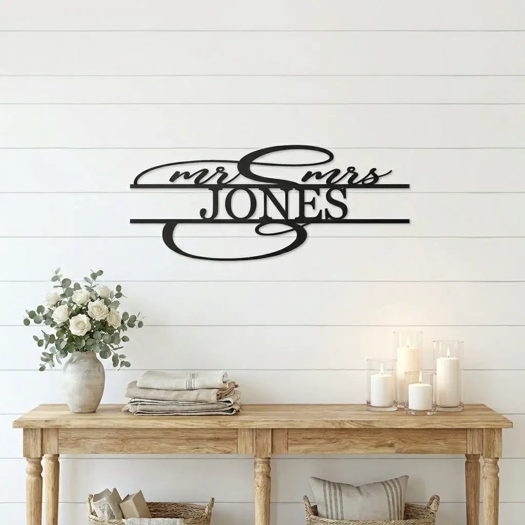 Mr And Mrs Couples Personalized Name Metal Art Wall Sign