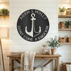 Anchor Personalized Metal Sign, Nautical Wall Decor, Family Name Sign, Beach, Boat House Decor