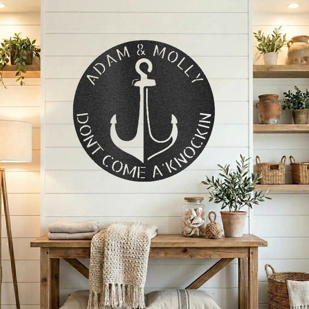 Anchor Personalized Metal Sign, Nautical Wall Decor, Family Name Sign, Beach, Boat House Decor