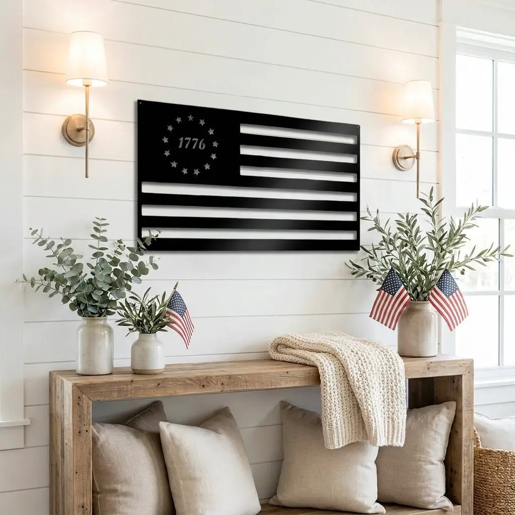1776 American Flag Metal Art – A Bold Statement of Freedom