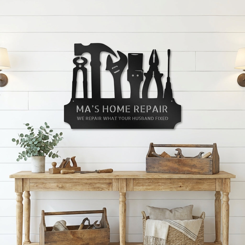 Personalized Tool Metal Wall Art – Mechanic Garage Decor – Workshop Wall Art – Gift for Dad