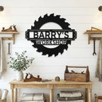 Workshop Personalized Metal Sign, Custom Saw Blade Sign, Garage Wall Decor