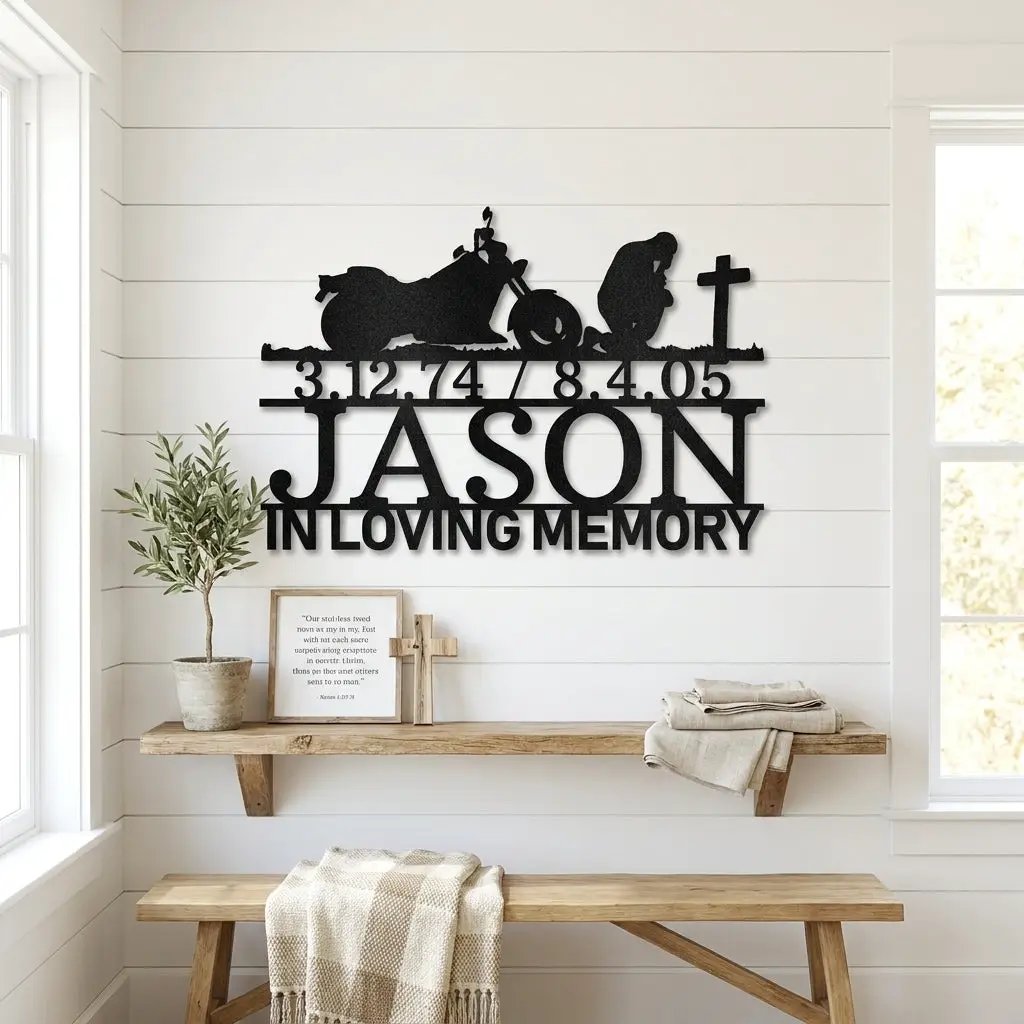 Motorcycle Memorial Metal Sign, Personalized In Loving Memory Sign, Custom Biker Memorial, Motorcycle Loss Gift