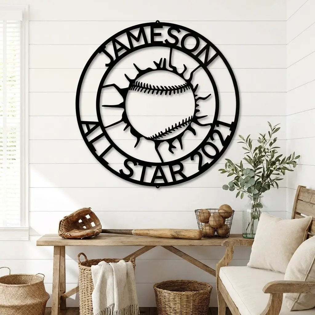 Personalized Baseball Metal Wall Art with Name, Custom Baseball Sign, Boys Room Decor, Sports Wall Art, Baseball Player Gift Idea