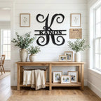 Family Name and Initial Personalized Metal Art Wall Sign