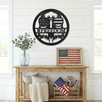 Personalized Freedom Eagle Metal Wall Art – Custom Patriotic American Flag Steel Sign – USA Freedom Decor for Veterans, Military Families & Patriot Homes