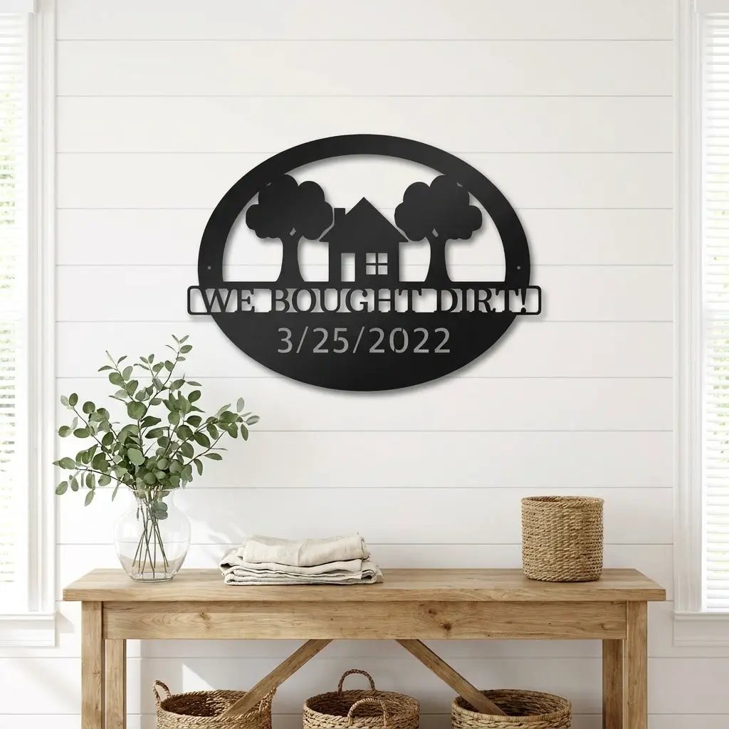 Custom New Home Steel Sign – Farmhouse Housewarming Gift with Established Date