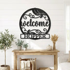 Personalized Pumpkin Metal Wall Art – Welcome Fall Sign with Family Name – Rustic Autumn Decor – Custom Front Door Pumpkin Sign – Farmhouse Fall Decor