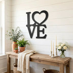 LOVE Metal Wall Art Sign with Heart – Romantic Steel Wall Decor – Wedding Anniversary Gift – Modern Farmhouse Decor