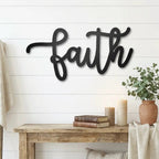 Faith Script Metal Wall Art – Christian Home Decor – Inspirational Metal Sign – Minimalist Religious Wall Decor