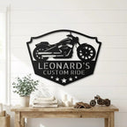 Chopper Motorcycle Shop Custom Name Monogram Indoor Outdoor Steel Wall Sign