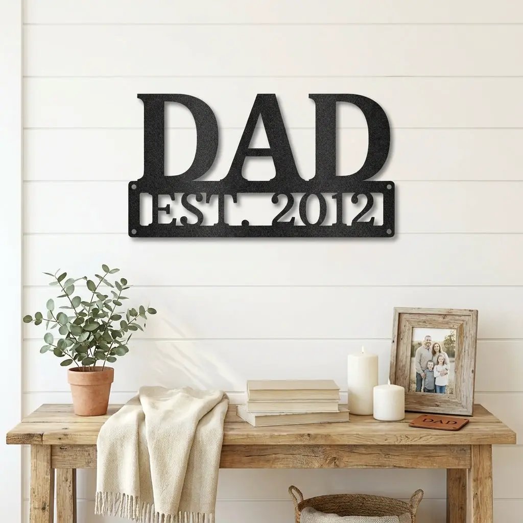 Dad Personalized Established Date Metal Aet Sign – Father’s Day Gift – Custom Family Decor