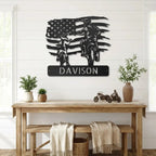 Personalized American Father & Son Motorcycle Metal Wall Art | Patriotic Biker Family Sign | Custom USA Motorcycle Decor